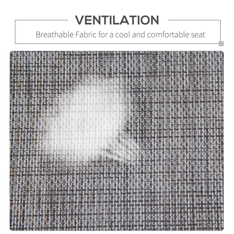 Gray woven mesh fabric panel for outdoor glider seat and backrest