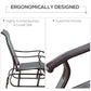 Gray glider chair with supportive armrests and slightly inclined backrest