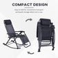 Foldable zero-gravity rocking lounge chair with pillow, gray mesh seat, black frame, compact design
