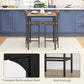 Square pub table set with two stools in kitchen, walnut-style top and black steel legs
