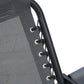 Gray porch swing seat fabric with black chain links and curved arm frame