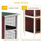 Rabbit hutch detail view with asphalt roof panel and elevated base structure