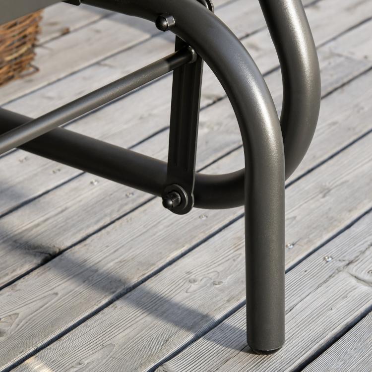 Black steel glider chair leg with anti-slip footpad