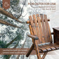 Double wooden adirondack chair end with tall slatted backrest and rounded log armrest