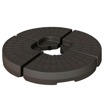Cantilever patio umbrella base weight, fan-shaped dark brown with central bracket mount
