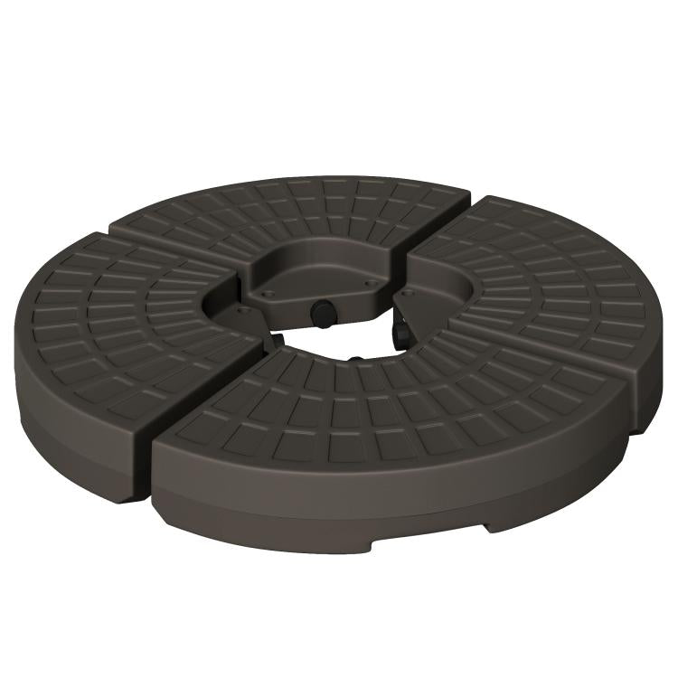 Fan-shaped patio umbrella base weight, dark gray with circular center opening
