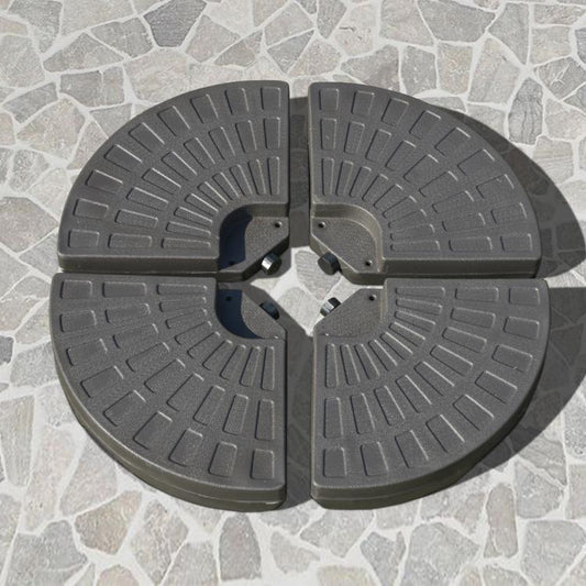 Round umbrella weight base with fan-shaped segments and central mount, dark brown