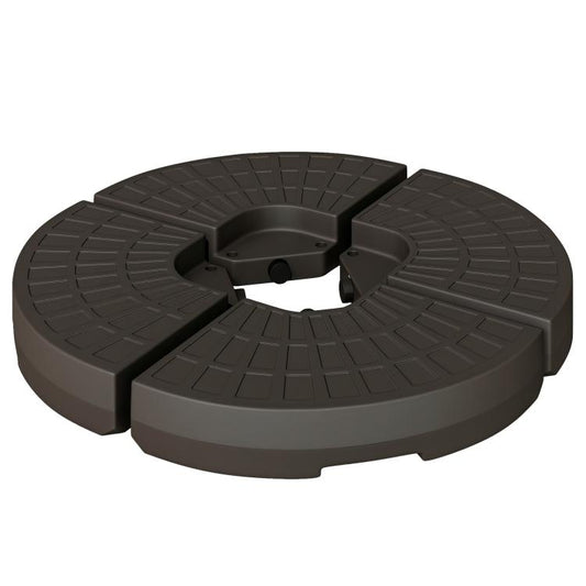 Cantilever patio umbrella base weight, fan-shaped dark brown with central bracket mount