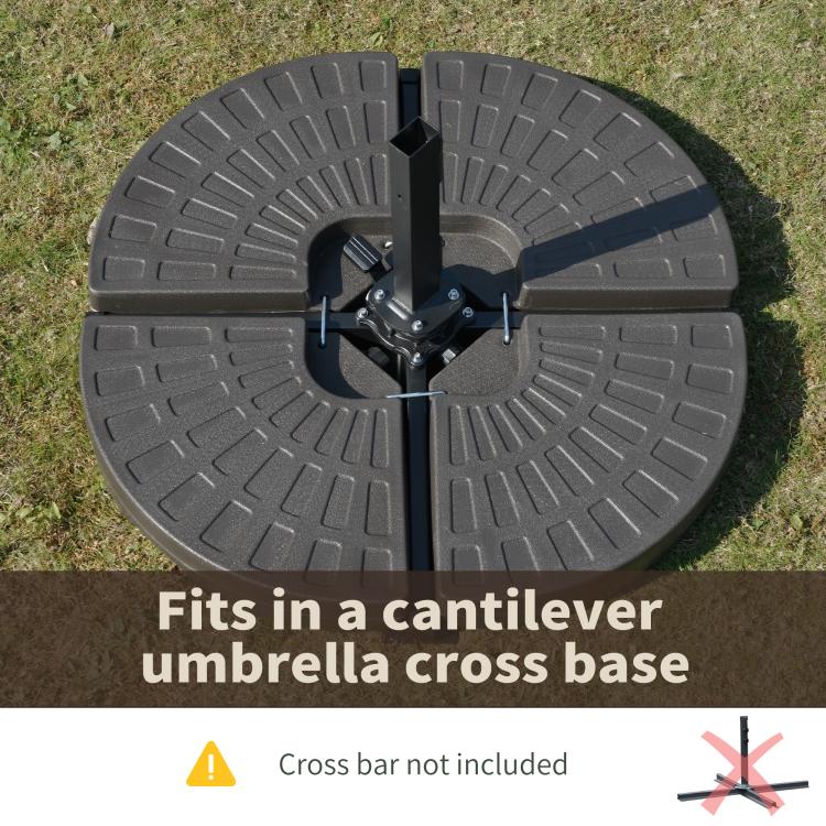 Umbrella base weight designed to fit a cantilever cross base, dark brown