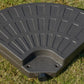 Textured fan-shaped umbrella base corner with center opening, dark brown