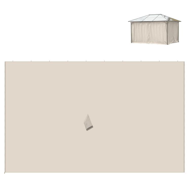 Beige gazebo sidewall panel with rectangular opening and grommeted edge