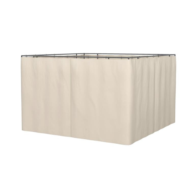 Beige gazebo sidewall set panel with top bar and attachment rings