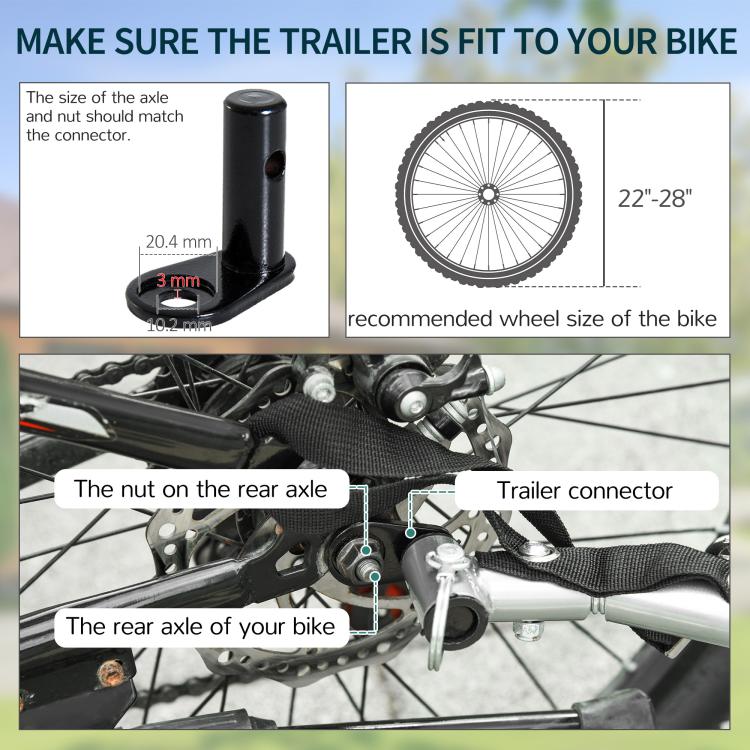 Bicycle trailer connector and axle mount with hitch stand, for bike hookup