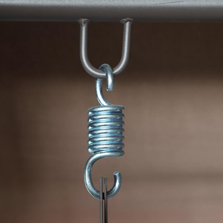 Metal swing support spring with hanging hook and chain link