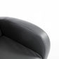 Close-up of grey PU leather backrest seam on a cushioned kids rocking chair