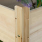Light wood raised planter bed corner post with metal screws, two-tier frame
