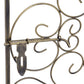 Antique bronze wrought iron wine rack with lock, decorative circular bars and latch