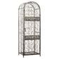 Antique bronze wrought iron wine rack jail-style with lock, freestanding bottle cage