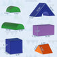 11-piece kids foam building set with labeled piece sizes in blue, green, red