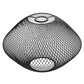 Black industrial pendant lamp with wire mesh shade and two circular openings
