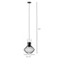 Black adjustable chain pendant light with wire mesh shade and hanging dimensions