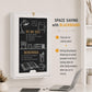 White framed blackboard panel on wall cabinet with chalk-style writing area