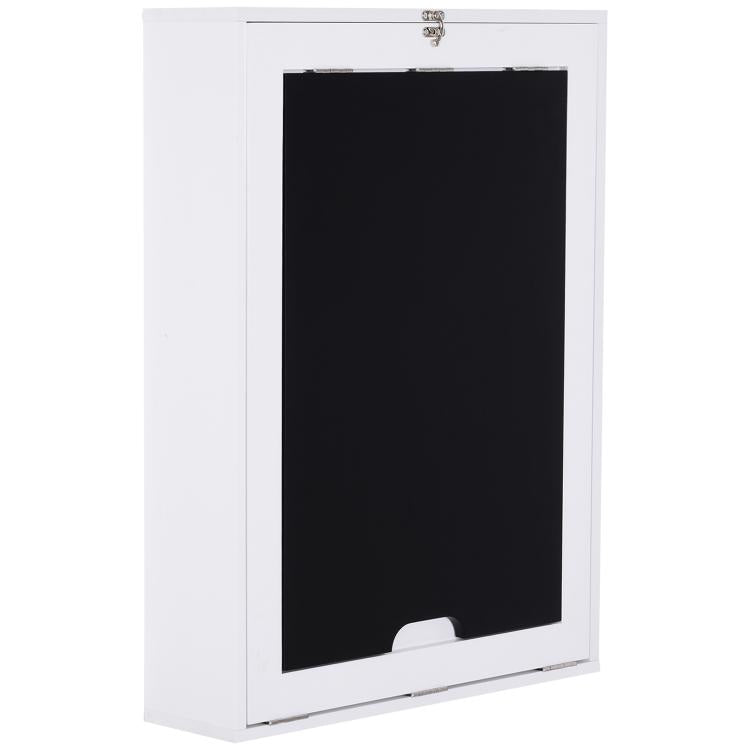 White wall cabinet with large blackboard writing panel, folded tabletop included