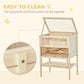 Natural wooden 3-tier small animal hutch with hinged top panel and front opening