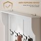 White hall tree top rail with five coat hooks for wall mounting
