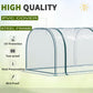 Plastic tunnel greenhouse kit clear PVC cover on green steel frame, arched ends