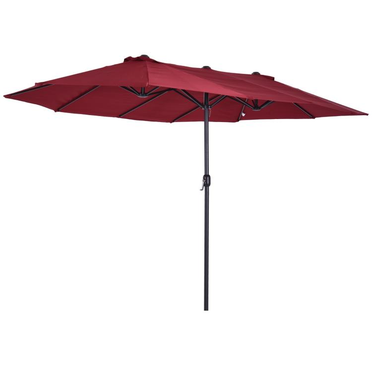 Wine red patio umbrella with vented canopy and tall center pole