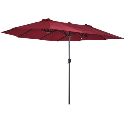 Wine red patio umbrella with vented canopy and tall center pole