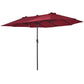 Wine red patio umbrella with double-panel canopy and center support pole