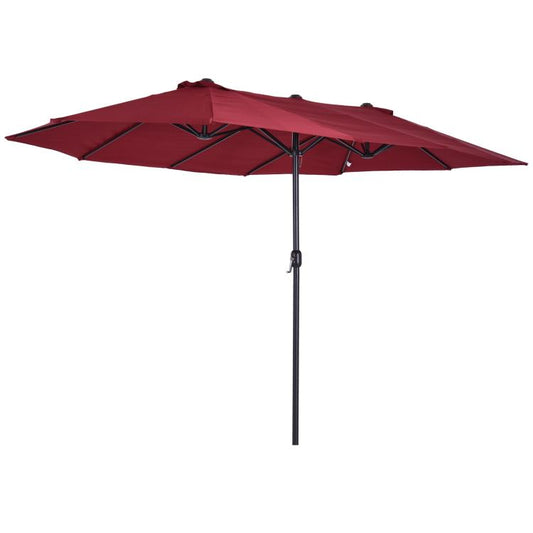 Wine red patio umbrella with vented canopy and tall center pole