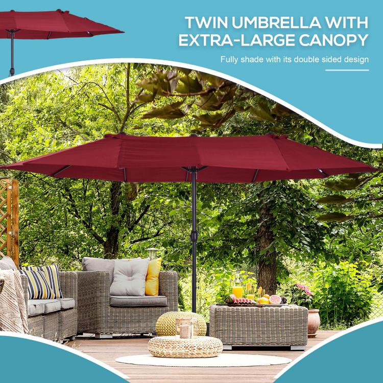 Wine red patio umbrella with extra-large canopy and center pole