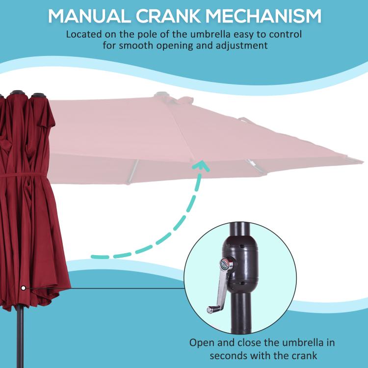 Wine red patio umbrella crank mechanism for opening and closing