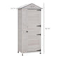 White wooden lockable storage cabinet shed with double doors and side handle