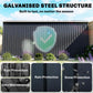 Galvanized steel shed wall with protective coating shield graphic