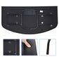 Underside view of foldable poker table with storage panels and card tray door