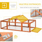 Wooden rabbit hutch with multiple entry access and openable roof section