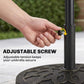 Black umbrella base with adjustable screw clamp securing the pole in place
