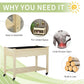 Natural wood raised garden bed with rolling wheels and two open tiers