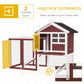 Rabbit hutch diagram with two lockable doors and ramp access into the wire run