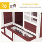 Rabbit hutch with slide-out cleaning tray under the wire-mesh run
