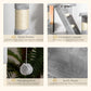 Grey cat tree close-up: sisal scratching posts, included ladder, soft plush surfaces
