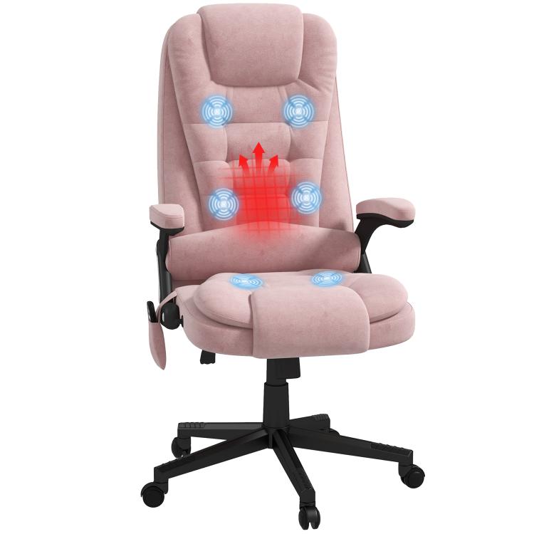 Pink velvet high-back executive office chair with adjustable headrest and armrests