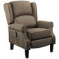Brown wingback recliner chair with tall backrest and side control panel