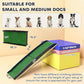 Portable folding dog ramp with green non-slip surface and black anti-slip side rails