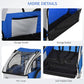 Child bike trailer details: storage pocket, storage basket, PVC cover, and padded seat