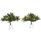 Pack of two prelit artificial Christmas trees with warm white LEDs and green needles